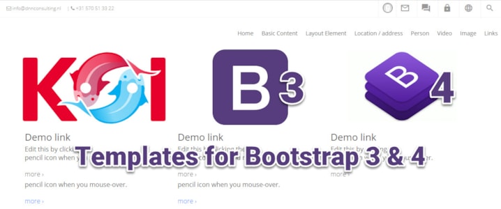 New Content-Templates for Bootstrap 3, 4 and others - using Connect.Koi